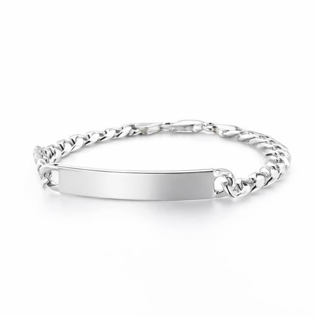 Bracciale in argento 925 maglia cubana-grumetta con targa personalizzabile