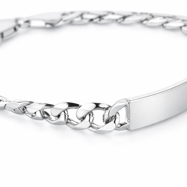 Bracciale in argento 925 maglia cubana-grumetta con targa personalizzabile