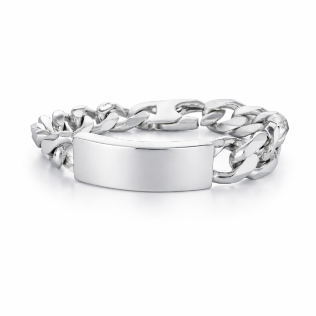 Bracciale in argento 925 maglia cubana-grumetta con targa personalizzabile