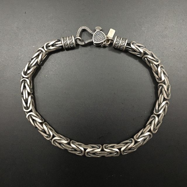 bracciale in argento 925‰  maglia bizantina brunito 