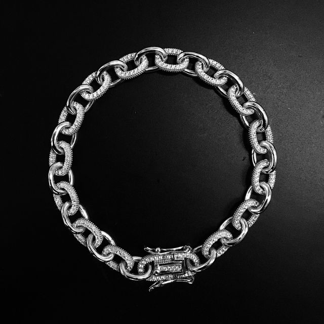 Bracciale in argento maglia rolò con zirconi