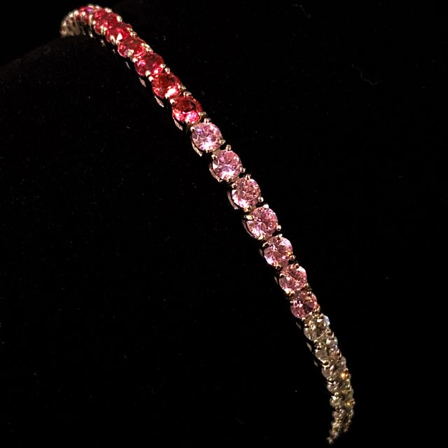 Bracciale tennis in argento con zirconi a sfumatura centrale dal rosa al bianco