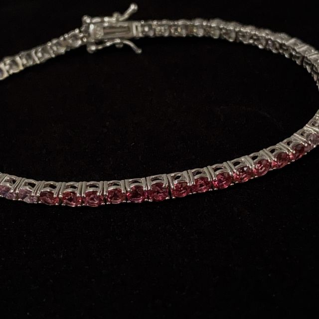 Bracciale tennis in argento con zirconi a sfumatura centrale dal rosa al bianco