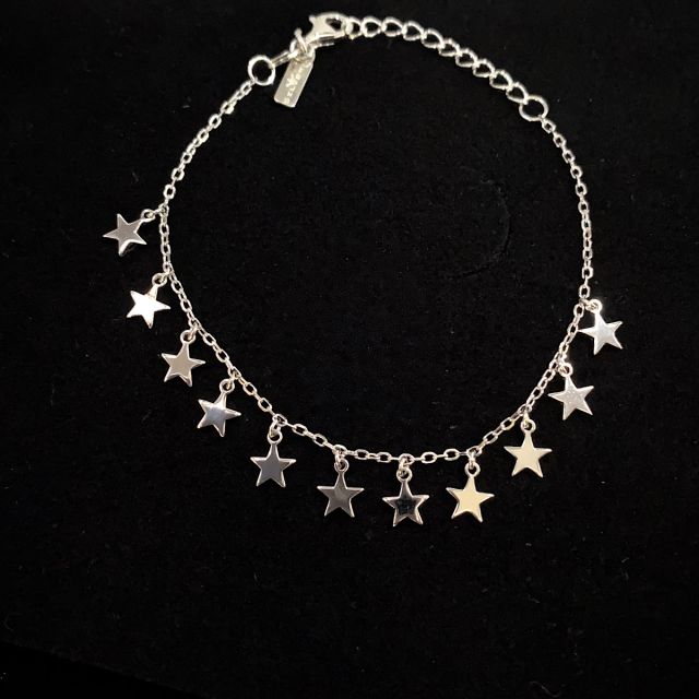 bracciale in argento 925‰ con stelle pendenti finitura lucida