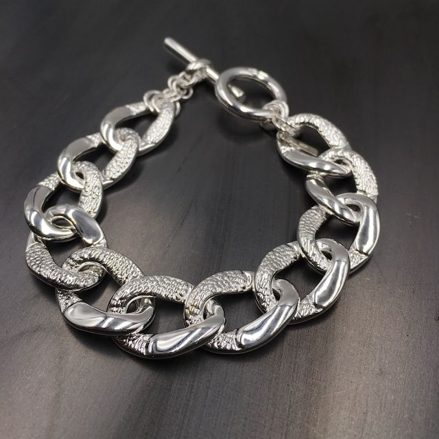 bracciale in argento 925‰ maglia grumetta lavorata