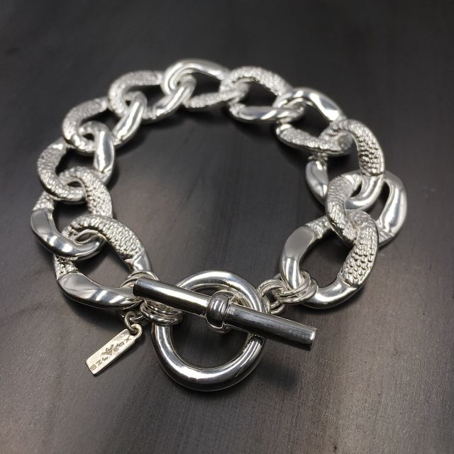 bracciale in argento 925‰ maglia grumetta lavorata