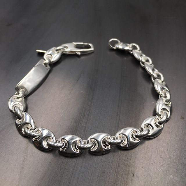 bracciale in argento 925‰ maglia marina con targa