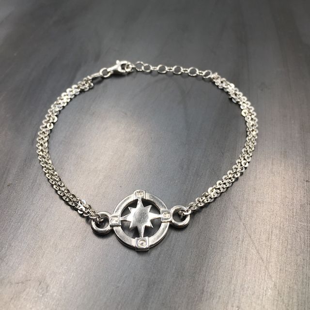 bracciale in argento 925‰ con rosa dei venti