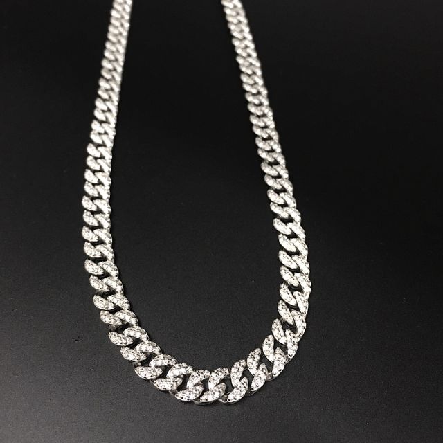 collana in argento 925‰ grumetta con pavè di zirconi