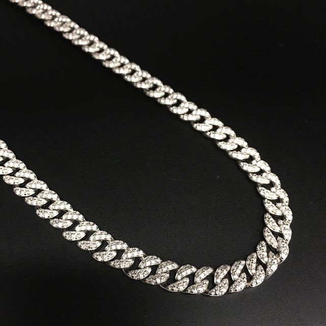 collana in argento 925‰ grumetta con pavè di zirconi