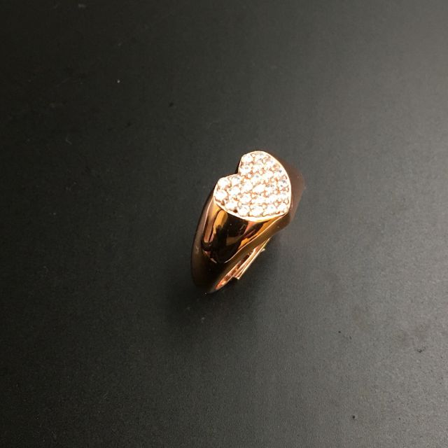 anello a cuore in argento 925‰ rosè con pavè