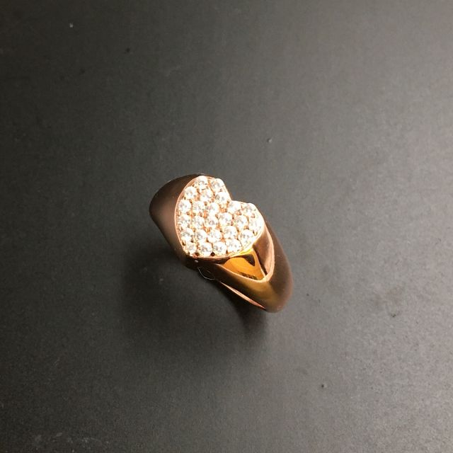 anello a cuore in argento 925‰ rosè con pavè