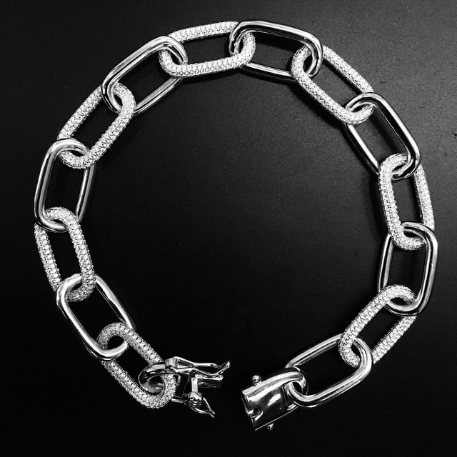 Bracciale in argento 925‰ maglia forzatina con pavè zirconi