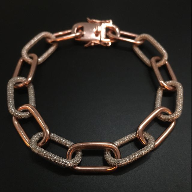 Bracciale in argento 925‰ rosè con pavè di zirconi