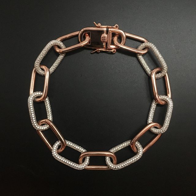 Bracciale in argento 925‰ rosè con pavè di zirconi