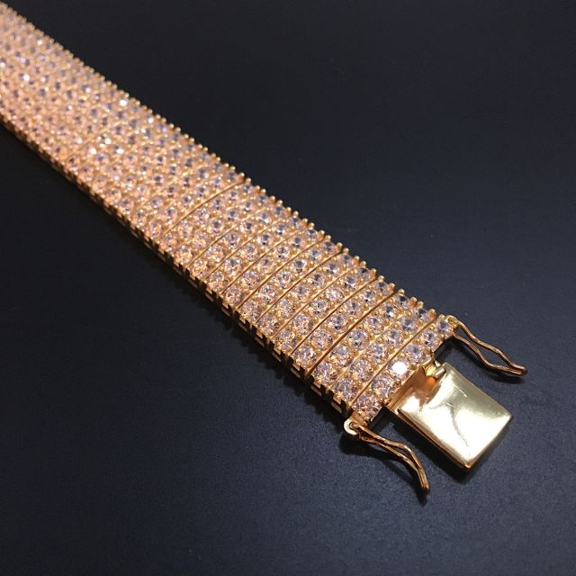 Bracciale in argento 925‰ dorato con pavè   