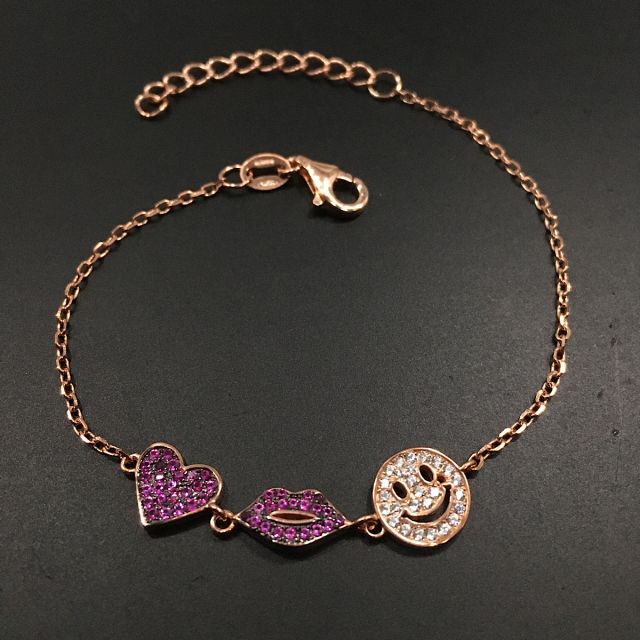 Bracciale in argento 925‰ con cuore bocca smile