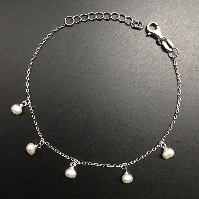 Bracciale argento 925‰ con perle di fiume naturali 