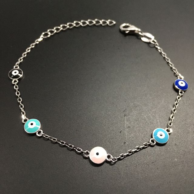 Bracciale in argento 925‰ maglia rolò e smalto