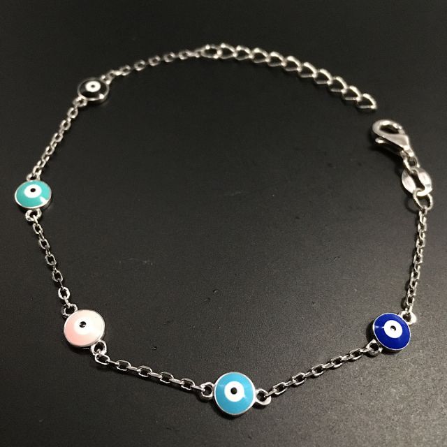 Bracciale in argento 925‰ maglia rolò e smalto