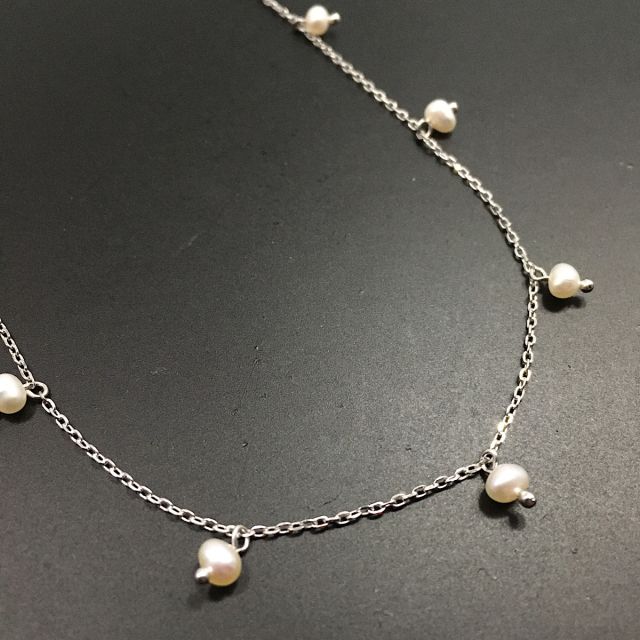 Collana in argento 925‰ con perle di fiume naturali 