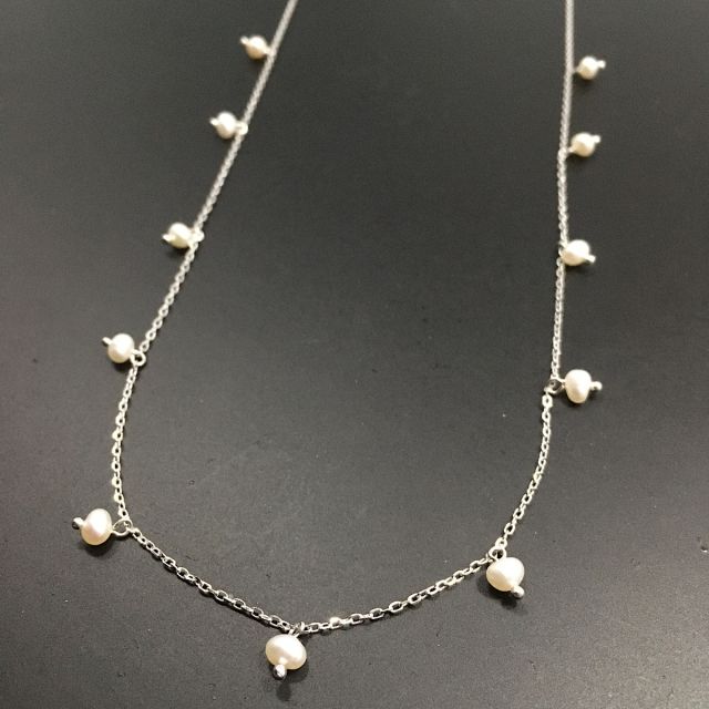 Collana in argento 925‰ con perle di fiume naturali 