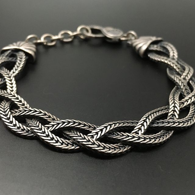 Bracciale in argento 925‰ a treccia brunito