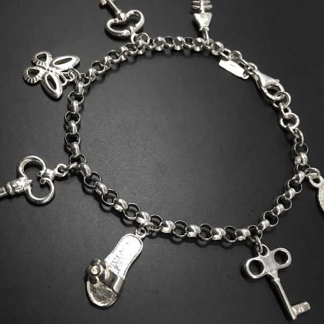 Bracciale maglia rolò con pendenti in argento 925‰