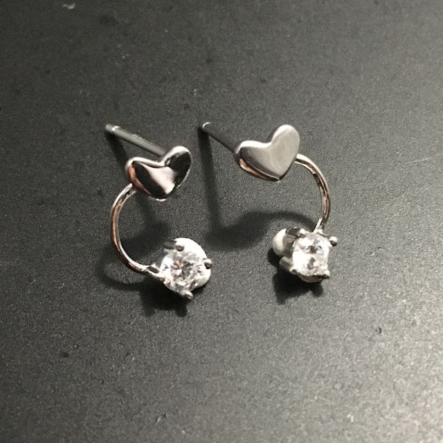 Orecchini in argento 925‰ cuore e zircone