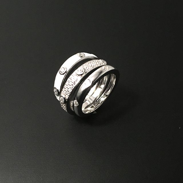 Anello in argento925‰ zirconi e smalto 