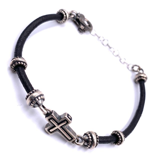 Bracciale cuoio e argento 925‰