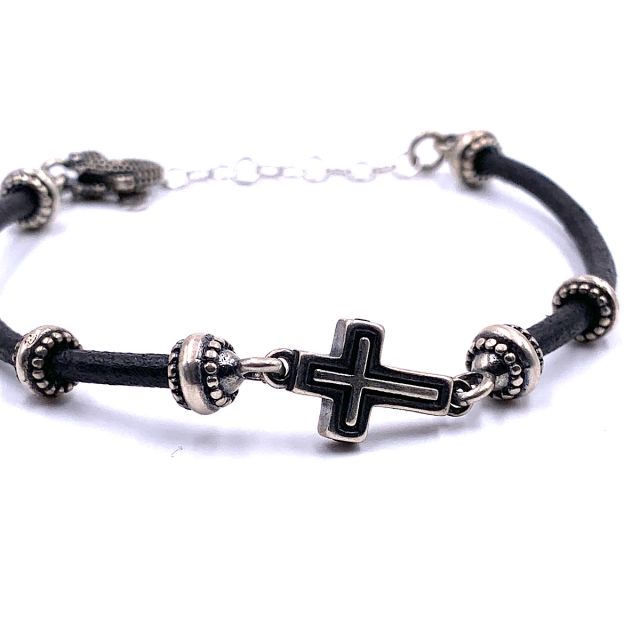 Bracciale cuoio e argento 925‰