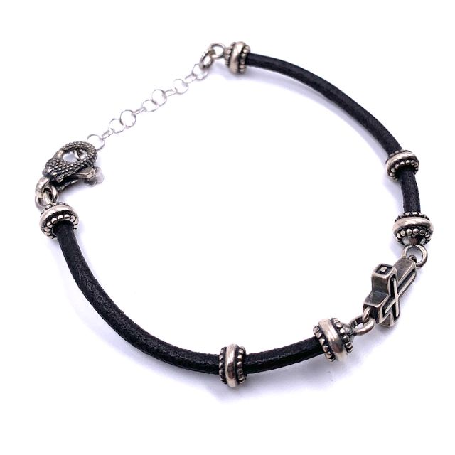 Bracciale cuoio e argento 925‰