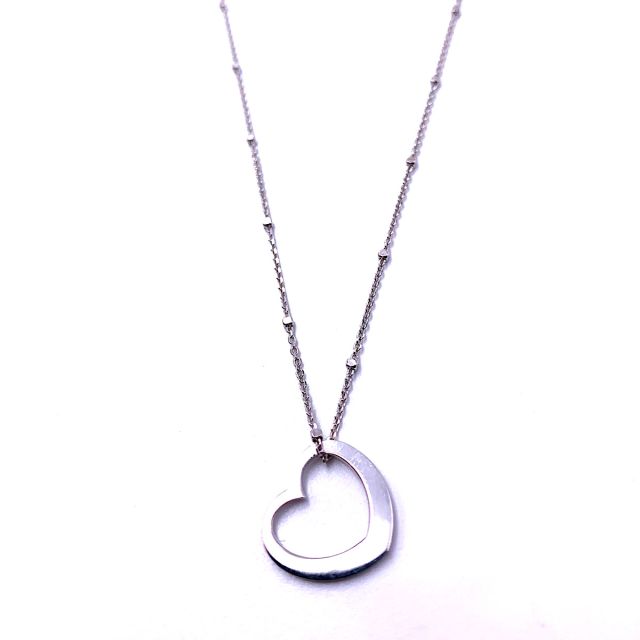 Collana in argento 925‰ con cuore rodio