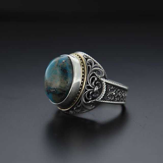 Anello argento 925‰ con turkese naturale 