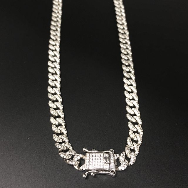 collana in argento 925‰ grumetta con pavè di zirconi