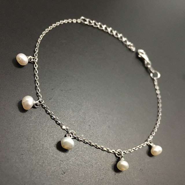 Bracciale argento 925‰ con perle di fiume naturali 