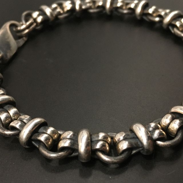 Bracciale in argento 925‰ ad anelli bruniti