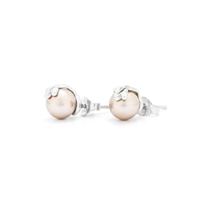 Orecchini in argento a perla champagne