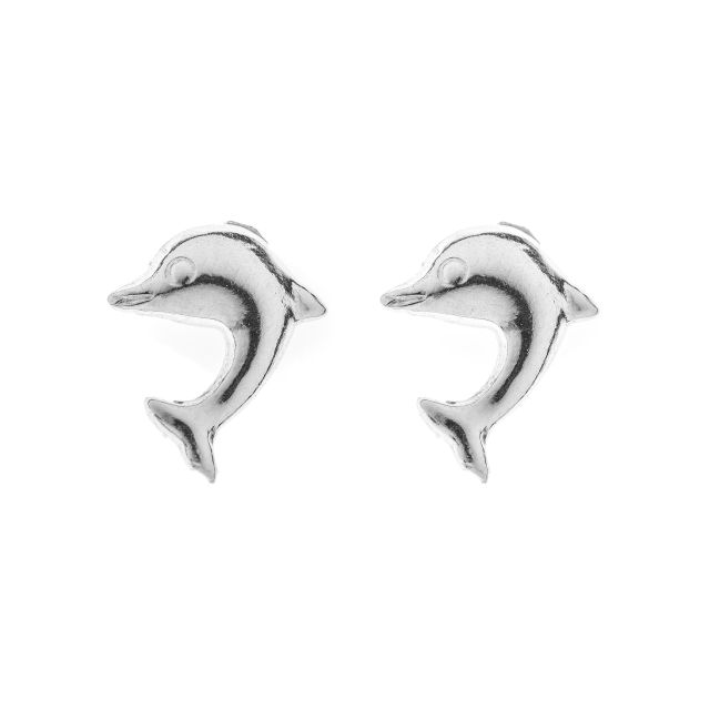 Orecchini a lobo in argento a forma di delfino