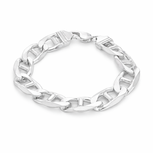 Bracciale in argento maglia figaro traversino 