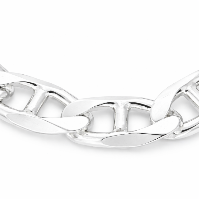 Bracciale in argento maglia figaro traversino 