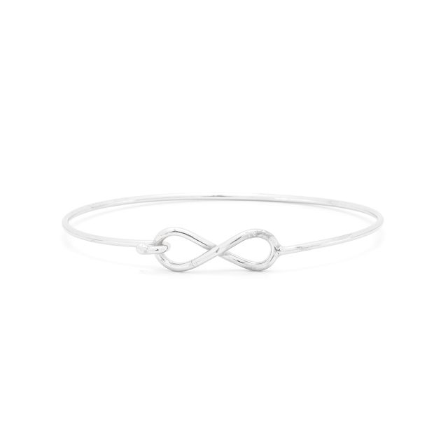 Bracciale rigido in argento con infinito e chiusura