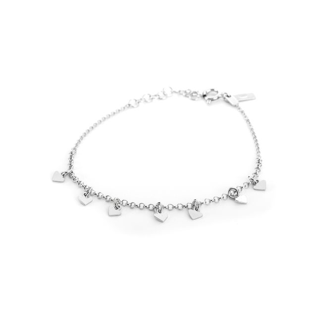 Bracciale in argento con cuori pendenti