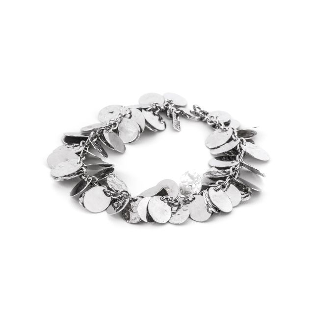 Bracciale in argento con piastre ovali pendenti 