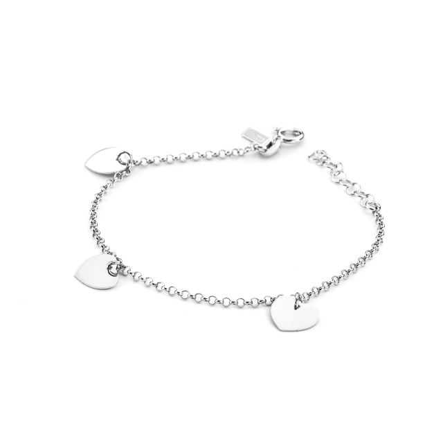 Bracciale in argento con cuori pendenti