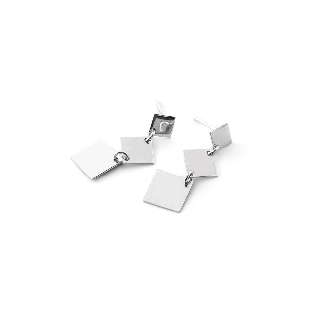 Orecchini semipendenti in argento con tre quadrati