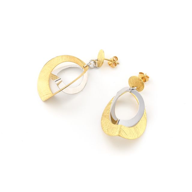 Orecchini pendenti con lastre in argento 925‰ bicolore
