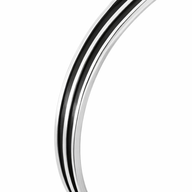 Bracciale in argento rigido lastra con righe nere