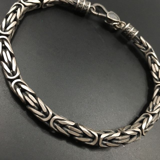 bracciale in argento 925‰  maglia bizantina brunito 